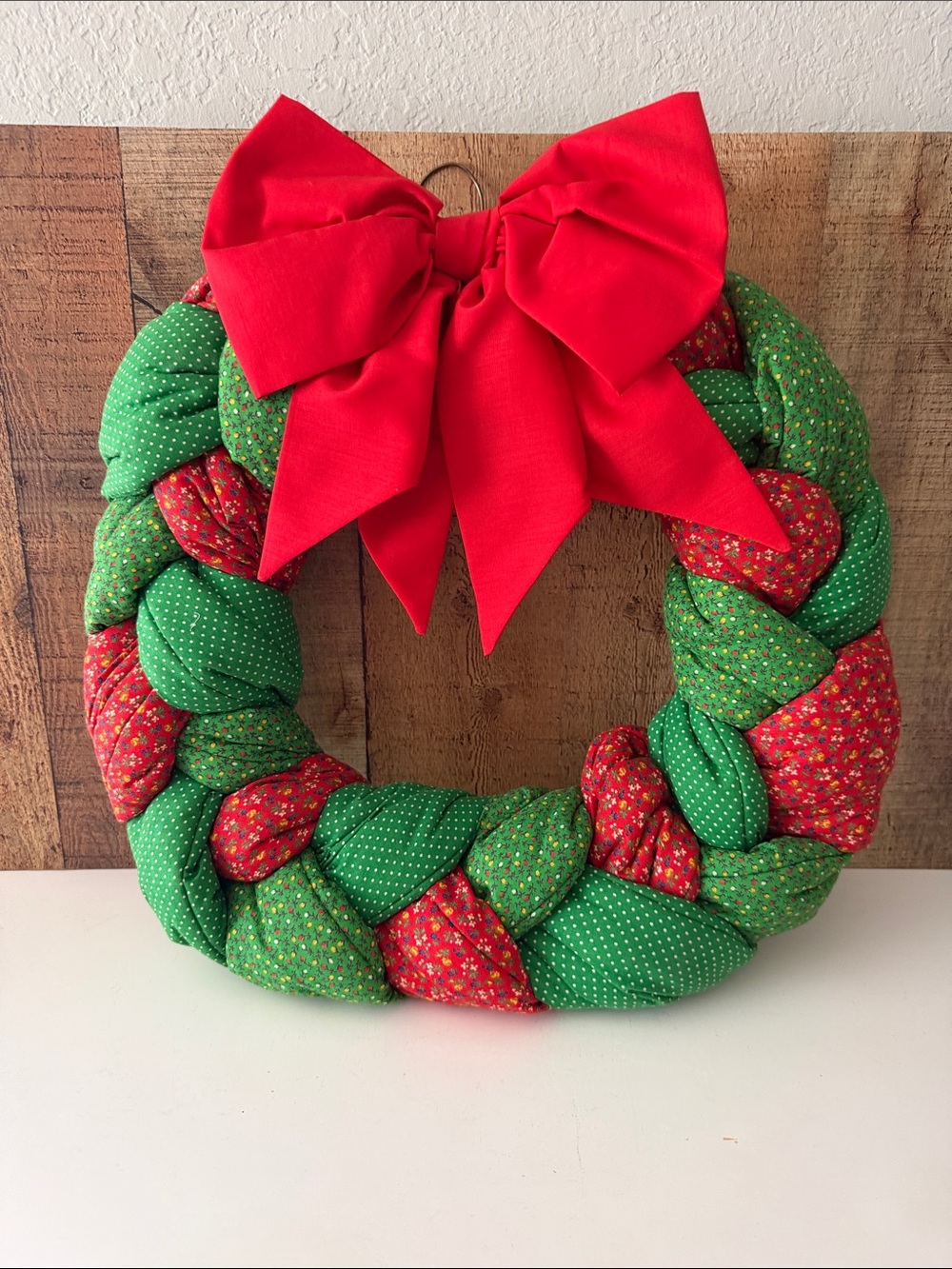 VTG large handmade quilted patchwork kitschy Christmas wreath